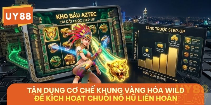 Áp dụng chiến thuật tăng tiền cược linh hoạt theo từng giai đoạn và tận dụng cơ chế Khung Vàng hóa Wild để kích hoạt chuỗi nổ hũ liên hoàn.
